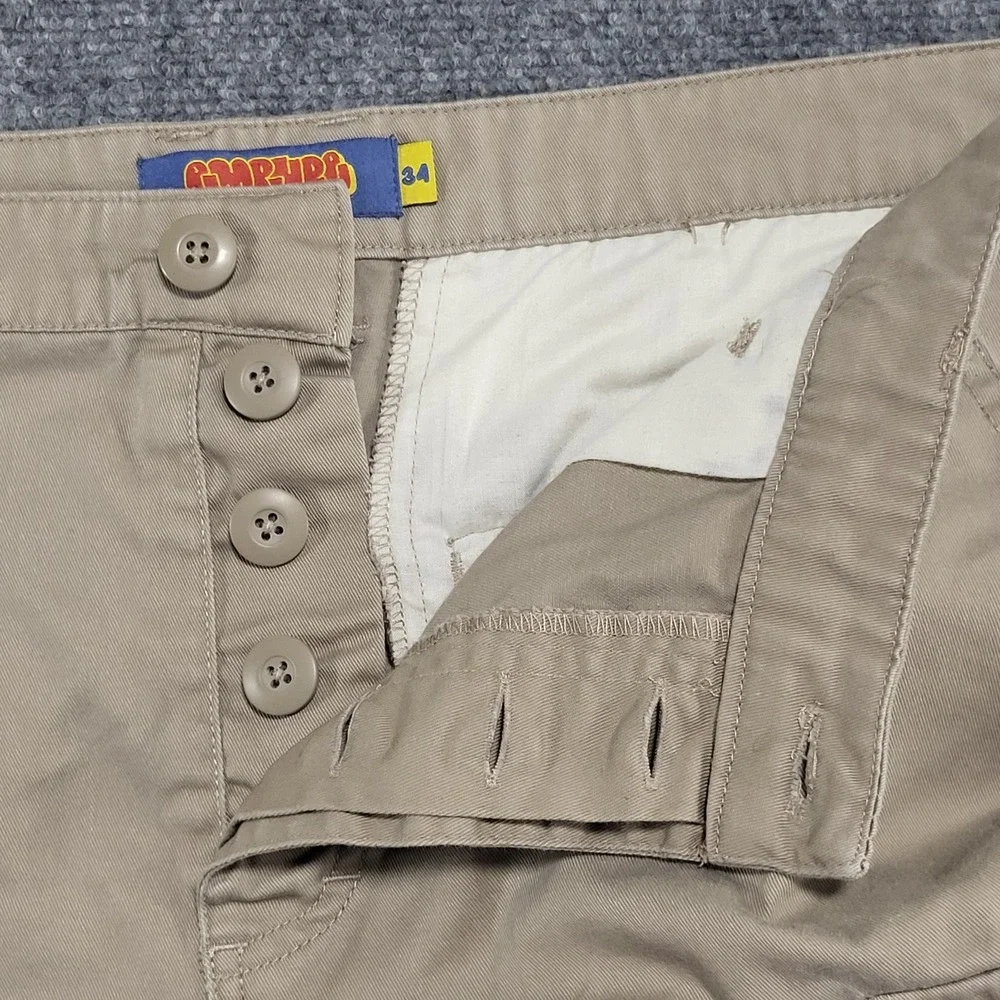 Empyre Relax Adjustable Waist Button Fly Skater Tan Cargo Pants Men's Size 34